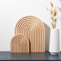 1 x RAW Customer Returns Puhui Boho wooden board decoration rainbow, wooden decorative items made of pine for wall shelf photo shelf, table decoration, dresser decoration, room decoration, for living room, bedroom, office or kitchen, set of 2 - RRP €19.79