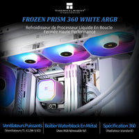 1 x RAW Customer Returns Thermalright Frozen Prism360 WHITE ARGB CPU liquid cooler, efficient PWM controlled pump 3300RPM, 3 TL-E12 series PWM fans, for AMD AM4 AM5, Intel 1150 1156 1200 1700 2066 - RRP €71.59