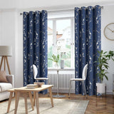 1 x RAW Customer Returns BUHUA blackout curtains with eyelets, thermal curtains, opaque curtains, blackout curtains vine pattern living room, set of 2 H 229 x W 132 cm, navy blue - RRP €42.99