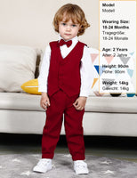 1 x RAW Customer Returns mintgreen Baby Suit Boy, 3 Piece Striped Outfit Wedding Gentleman Dress Set Long Sleeves Shirt Vest Pants Tie, Burgundy, 2-3 Years, 100 - RRP €38.9