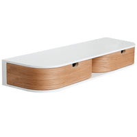 1 x RAW Customer Returns Valiai Floating Shelf with 2 Drawers - Hanging Wall Shelf Wood - Small Wall Drawers Hanging - Floating Wall Shelf with Drawers White Oak, Shelf with 2 Drawers  - RRP €129.0