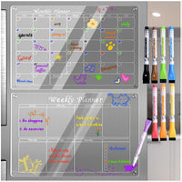 1 x RAW Customer Returns OCEUMAOA Weekly Planner Wipeable Monthly Planner Magnetic Acrylic Calendar 40x30cm Meal Planner Week Wipeable Weekly Planner Refrigerator Timetable Clear with 8 Colored Markers - RRP €29.99