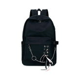 1 x RAW Customer Returns Joymoze Classic Backpack for Women Stylish School Backpack for Teenage Girls Black with Chain  - RRP €33.99