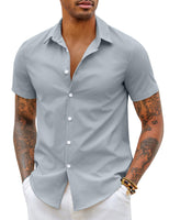 1 x RAW Customer Returns COOFANDY short sleeve shirt men s shirts short sleeve summer business shirt beach shirt plain casual shirt short sleeve shirt men s shirt basic shirt for men light blue XL - RRP €24.99