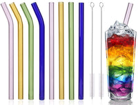 4 x Brand New Straws Glass Colorful Reusable Glass Straws, Wide Colorful Glass Straw Drinking Straws Glass for Cocktails, Smoothies, Bubble Tea and Juices, 8 Glass Straws Reusable 2 Brushes - RRP €35.36