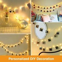 1 x RAW Customer Returns Photo clips fairy lights, Slochi 12M 120LED USB decoration photos wall with remote control pictures for rooms, living rooms, Christmas, weddings, parties, warm white - RRP €13.1