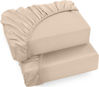 1 x RAW Customer Returns Utopia Bedding - Set of 2 Fitted Sheets 90x200cm - Beige - Brushed Microfiber Fitted Sheet - 35 cm Deep Pocket - RRP €18.14