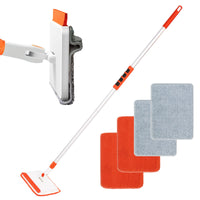 1 x RAW Customer Returns Qaestfy wall and skirting board cleaner with 122cm aluminum long handle tile cleaner tile wiper window cleaner with telescopic handle floor wiper with 4 reusable pads - RRP €24.99