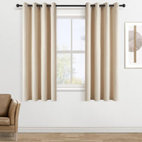 1 x RAW Customer Returns Topfinel Curtains Opaque Curtains with Eyelets Blackout Curtains Short Curtain Beige Set of 2 140 x 160 cm Decoration Living Room Children s Room - RRP €27.22