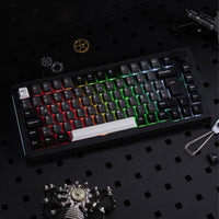 1 x RAW Customer Returns Akko Gasket Mechanical Keyboard 3-Mode, ISO-DE UK Nordic Layout, 75 RGB Gaming Keyboard with Hot-Swap Tactile Switch, Cherry PBT Keycap, Programmable with Rotary Knob 5075B Plus, Black Silver  - RRP €119.99