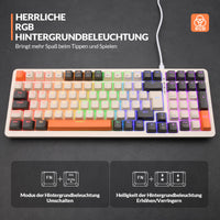 1 x RAW Customer Returns Rii Mechanical Keyboard Gaming Keyboard, Gaming Keyboard Cable with QWERTZ, Mechanical Keyboard with Blue Switches, Keyboard Gaming Keyboard 75 Percent with RGB Cable Connection  - RRP €37.99