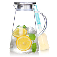 1 x RAW Customer Returns SUSTEAS 2.0 Liter 70 Ounce Glass Pitcher Carafe with Lid Iced Tea Pitcher Water Jug Hot Cold Water Iced Tea Wine Coffee Milk and Juice Drinks Carafe Water Carafe - RRP €22.91