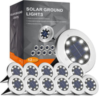 1 x RAW Customer Returns FLOWood Solar Floor Light Solar Light for Garden Solar Outdoor Light 8 LEDs Waterproof Stainless Steel Plastic 12 Pieces - RRP €31.25