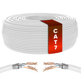 1 x RAW Customer Returns Mr. Tronic Cat 7 Ethernet Cable 50m, 100 Copper High Speed cat7 ethernet cable - Indoor Bulk LAN Network Cable without RJ45 Connectors 28AWG, SFTP Internet Cable 50 Meters, White  - RRP €38.38