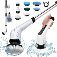 1 x RAW Customer Returns Electric cleaning brush, FARI shower cleaning brush with 8 interchangeable drill brush heads, wireless scrubber with adjustable handle, bathroom and shower cleaner - RRP €65.98