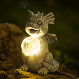 1 x RAW Customer Returns Yeemoo Dragon Figures Garden Decoration for Outdoors, Funny Dragons Decoration Garden with Solar Ball Gifts for Men Women Girlfriend Mom Birthday Waterproof Fairy Garden for Balcony Gray - RRP €33.26