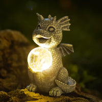 1 x RAW Customer Returns Yeemoo Dragon Figures Garden Decoration for Outdoors, Funny Dragons Decoration Garden with Solar Ball Gifts for Men Women Girlfriend Mom Birthday Waterproof Fairy Garden for Balcony Gray - RRP €28.27