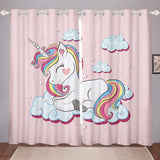 1 x RAW Customer Returns Children s Window Curtain 137 x 117 cm Unicorn Opaque Curtains Decor Pink Cartoon Unicorn Rainbow Clouds Print Curtain Opaque Curtains Decor for Lovely Cute Animals Decorative Set of 2 - RRP €36.29