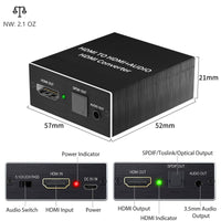 1 x RAW Customer Returns Ozvavzk HDMI Audio Extractor 4K HDMI Optical Splitter Adapter Audio Converter Digital Toslink SPDIF 3.5mm Stereo L R Audio Out Support 5.1 HDCP 3D 1080P Dolby Digital DTS PCM - RRP €18.99