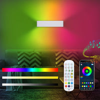 1 x RAW Customer Returns Lightsjoy Smart RGB Dimmable LED Wall Lamp with Remote Control Wall Light Modern App Control 213 Modes 16 Million Colors Music Voice Synchronization for Living Room Hallway Stairs etc. - RRP €46.38