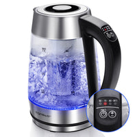 1 x RAW Customer Returns Aigostar glass kettle with temperature setting 1.7L, 2-in-1 tea maker with stainless steel tea strainer, temperature selection 60 -100 C, color changing LED lighting, 120 minutes keep warm function, BPA-free - RRP €39.98