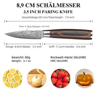 1 x RAW Customer Returns Sunnecko 9cm vegetable knife, paring knife, fruit knife, kitchen knife - small kitchen knife, chef s knife, stainless steel all-purpose knife with pakka wood handle in gift box, Chang series fruit knife - RRP €27.99