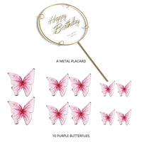 2 x Brand New 11pcs Gold Metal Butterfly and Happy Birthday Cake Toppers Birthday Cake Decorations Party Decorations Red - RRP €19.2