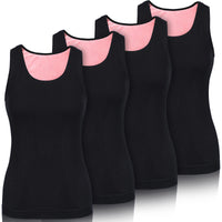 1 x RAW Customer Returns Neer Women s Inner Fleece Thermal Undershirt Warm Sleeveless Tank Top Cotton Thermal Underwear Black, 4 Pack  - RRP €50.1