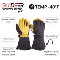 1 x Brand New SKYDEER Waterproof Winter Gloves for Men and Women, Deerskin and Thin Insulation 150G 3M for Skiing Cold Weather Work SD8648T XL  - RRP €38.35