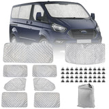 1 x RAW Customer Returns Motorhome Windshield Sun Shade Compatible with Ford Transit Custom 2012-2022, 8 Piece Sun Shade for Front Window, Internal Thermal Blind Set with Storage Bag 8PCS-LWB  - RRP €113.94