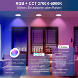 1 x RAW Customer Returns DUSKTEC recessed spotlight LED RGBWW, smart LED spots ceiling light 230V Alexa, ceiling spots LED APP dimmable colored 2700K-6000K warm white to cold white 10W, recessed ceiling lights flat for bathroom, pack of 4 - RRP €35.52