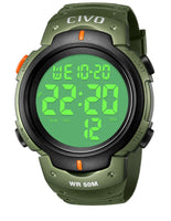 1 x RAW Customer Returns CIVO Men s Watch Digital Sport Outdoor 50M Waterproof Large Dial Green - Military Tactical LED Digital Wrist Watch With Alarm Calendar Stopwatch - RRP €22.04