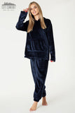 1 x RAW Customer Returns CityComfort Women s Long Fluffy Warm Winter Fleece Pajamas Women s Leisure Suit Cozy XL, Navy Blue  - RRP €31.99