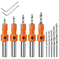 1 x RAW Customer Returns Countersink drill set for wood, Lytool 10 pcs. drill with countersink wood drill countersink set 8 mm shaft with hexagon key, for wood processing plastic - RRP €14.11