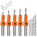 1 x RAW Customer Returns Countersink drill set for wood, Lytool 10 pcs. drill with countersink wood drill countersink set 8 mm shaft with hexagon key, for wood processing plastic - RRP €14.11