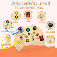 1 x RAW Customer Returns Smartwo Busy Board from 1 year, wooden activity board electronic, Montessori baby toy, sensory motor skills board with light switch, travel games from 1 year, birthday gift for 2 years - RRP €17.14