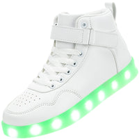 1 x RAW Customer Returns APTESOL Children s LED Shoes High-Top Light Flashing Sneakers USB Charging Shoes for Boys and Girls White, EU38  - RRP €37.3