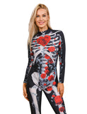 1 x RAW Customer Returns Idgreatim Women s Halloween Costume 3D Printed Long Sleeve Tight Skeleton Outfit Cosplay Costume - RRP €27.43