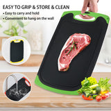 1 x RAW Customer Returns Cutting board set 3 pieces Black plastic cutting board with juice grooves and non-slip handles Cutting Boards Large Antibacterial Kitchen board BPA-Free for the kitchen fruit vegetables meat - RRP €21.99