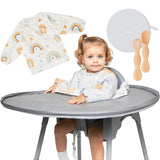 1 x RAW Customer Returns Tutifu Kit 2 bibs with sleeves, BLW high chair tray and 2 baby eating spoons. Blw Baby Led Weaning Accessories Supplementary Food Baby Accessories Sleeve Bib Baby Spoon Eating Yourself Baby Bib Washable - RRP €40.24