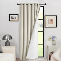 1 x RAW Customer Returns Deconovo Opaque Curtain Cold Protection Blackout Curtain Eyelet Curtain Door Curtain Hanging Curtains Heat Insulating Noise Protection Room Divider Curtain, 280x200 Height x Width , Light Beige, 1 Piece - RRP €53.78