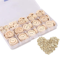 10 x Brand New YANGWEN Natural Wooden Buttons, 150Pcs Wooden Buttons Handmade with Love Round Buttons with 2 Holes for DIY Art Sewing 15 20 25 mm  - RRP €204.0