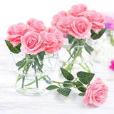 1 x RAW Customer Returns Mocoosy 12pcs Pink Roses Artificial Flowers for Decoration, Pink Silk Roses Art Single Stem Flower Bouquet for Wedding Valentine s Day Birthday Party Arrangement Centerpiece Home Table Decoration - RRP €17.99