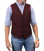 1 x RAW Customer Returns Solove-Suit Men s Classic Herringbone Suit Vest Notch Lapel Slim Fit Waistcoat for Wedding Groomsmen Burgundy XL - RRP €32.86