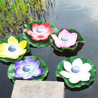 1 x RAW Customer Returns OSALADI Solar Powered Lotus Lantern Floating Flowers Solar Lights Lotus Flower Artificial Water Lilies Waterproof Solar Lotus Blossom Lotus Leaf Light for Pool Pond Garden Decoration - RRP €17.71