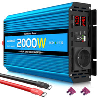 1 x RAW Customer Returns Inverter 12V to 230V pure sine wave 2000W 4000W voltage converter with LED display, EU AC sockets, USB ports, pure sine wave power inverter converter for car, caravan, boat, camping - RRP €191.59