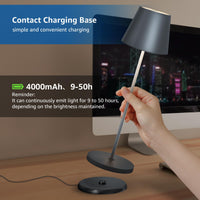 1 x RAW Customer Returns Postlucky Table Lamp Wireless Dimmable Touch LED Table Lamp Outdoor Rechargeable Table Lamp Battery with USB Charging Station IP54 Waterproof Metal LED Battery Table Lamp Wireless for Indoor Outdoor Gray  - RRP €41.99