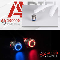 1 x RAW Customer Returns APIELE 2 Pieces 12MM Latching Push Button Switch 12V, Stainless Steel Protruding with LED Ring Lighting Waterproof Latch Push Button Switch, Car RV Truck Boat ON OFF Button Switch Blue  - RRP €13.1