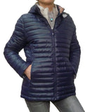 1 x RAW Customer Returns Ecological Lightweight Down Jacket 100 grams Quilt Lined Large Sizes Mid Season Women and Girls Dark blue, numeric 56  - RRP €47.88