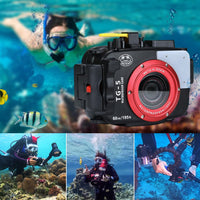 1 x RAW Customer Returns Sea frogs 195 Feet 60 Meter Underwater Camera Housing Waterproof Case for Olympus TG5 Black Case Red Filter  - RRP €162.86